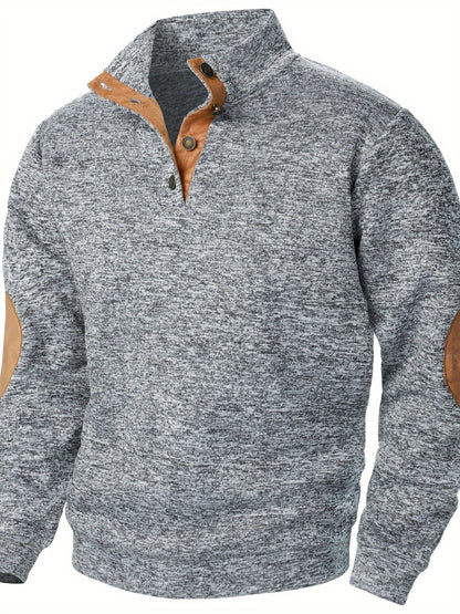 Leo | Men's Stand-Collar Button-Up Knit Sweatshirt