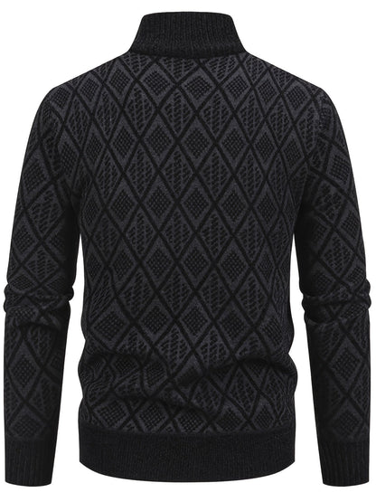 Reuben | Men's Stylish Geometric Knit Cardigan for Winter