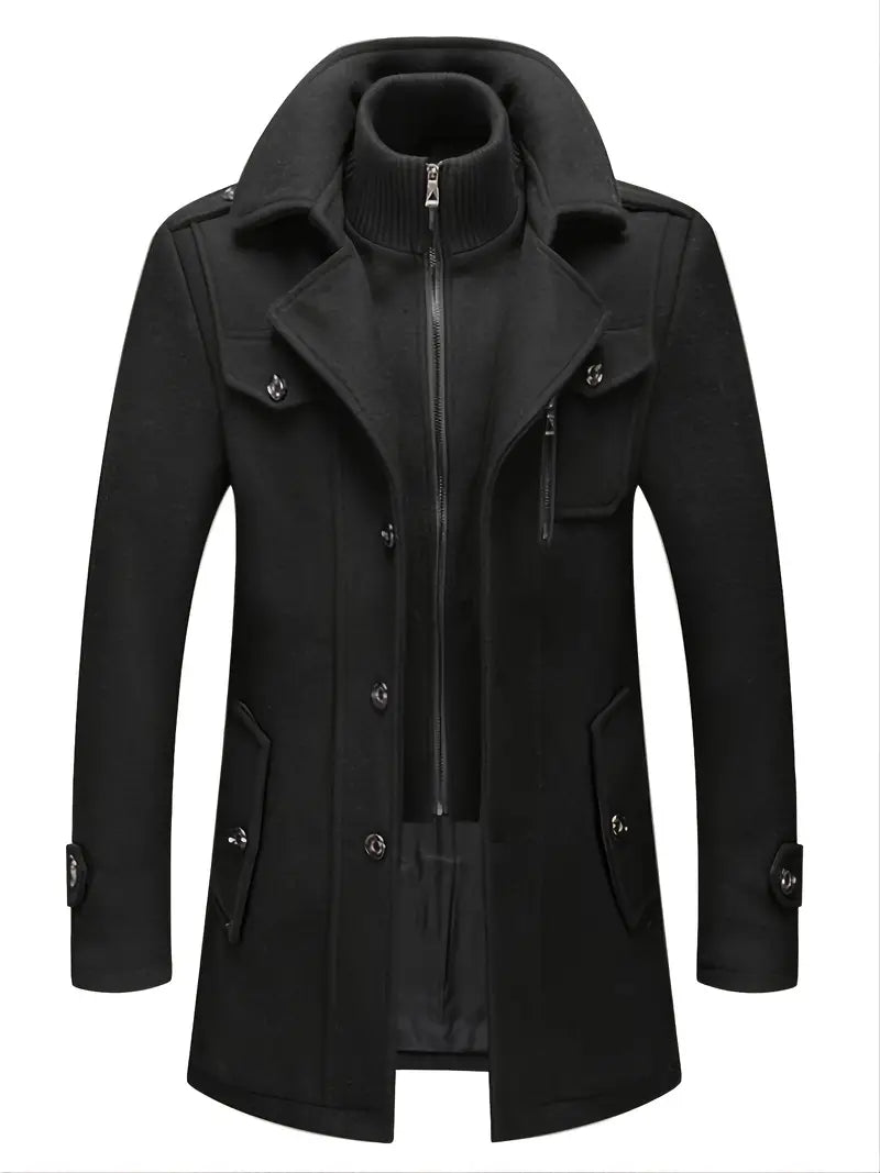 Hugh | Men's Classic Double-Breasted Pea Coat for Winter