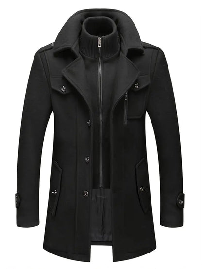 Hugh | Men's Classic Double-Breasted Pea Coat for Winter