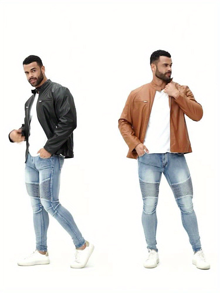 Freddie | Men's Stand Collar PU Leather Jacket