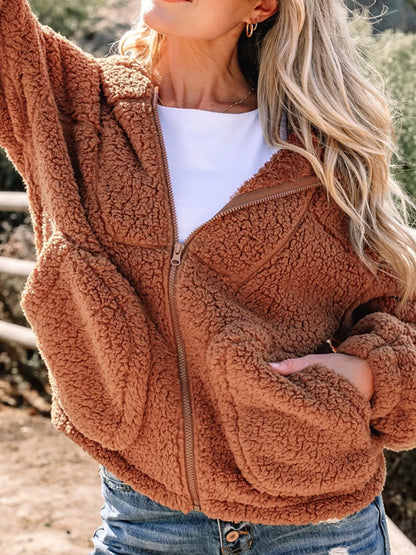 Marjorie | Women's Cosy Relaxed-Fit Teddy Zip-Up Jacket for Winter