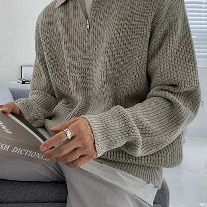 Saul | Men's Ribbed Knit Quarter-Zip Jumper for Winter