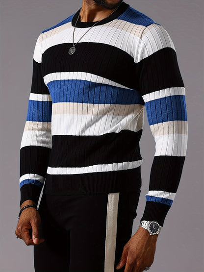 Charlie | Men's Stylish Colourblock Rib-Knit Jumper for Winter