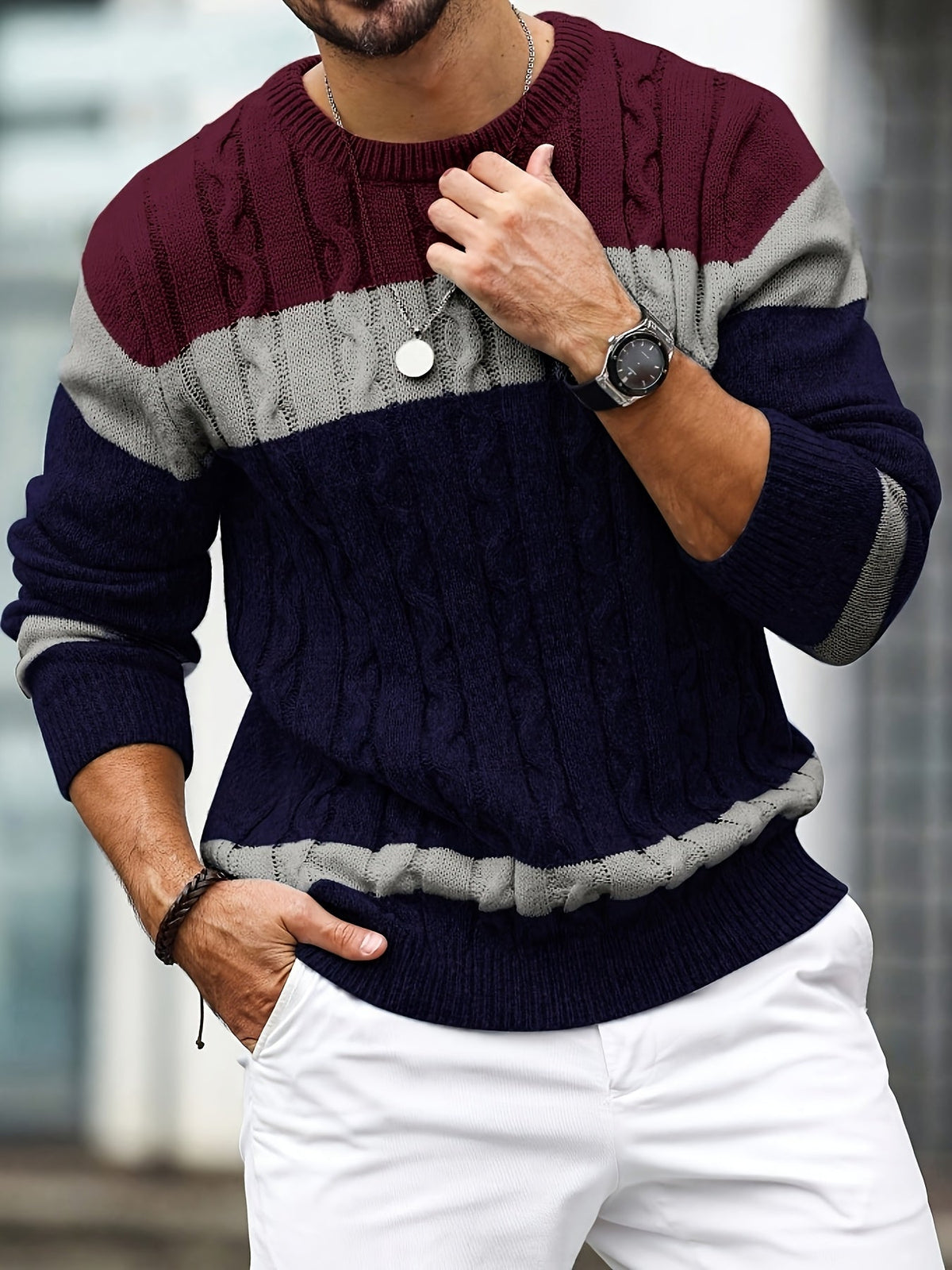 Lewis | Men's Stylish Colour Block Knit Jumper for Winter
