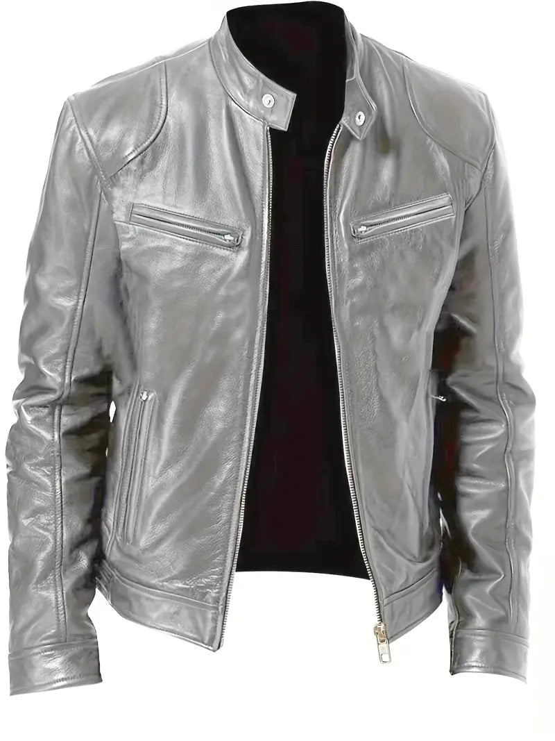 Clarence | Men's Slim-Fit Faux Leather Racer Jacket