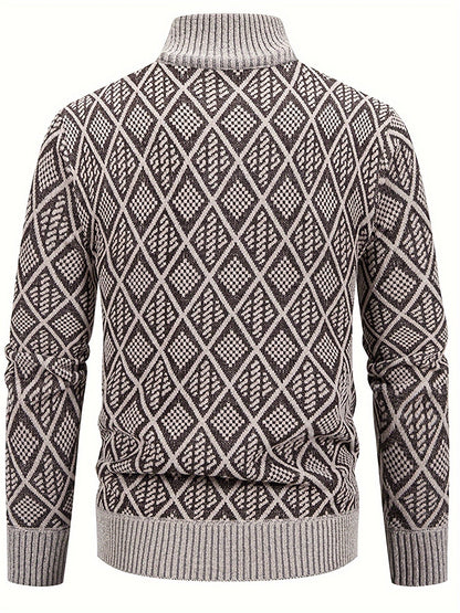 Reuben | Men's Stylish Geometric Knit Cardigan for Winter