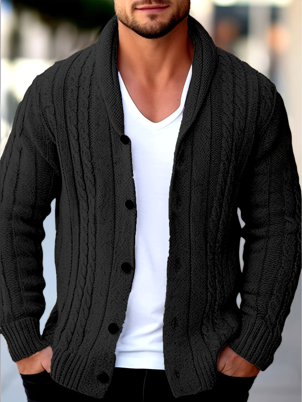 Euan | Men's Stylish Textured Knit Cardigan for Winter
