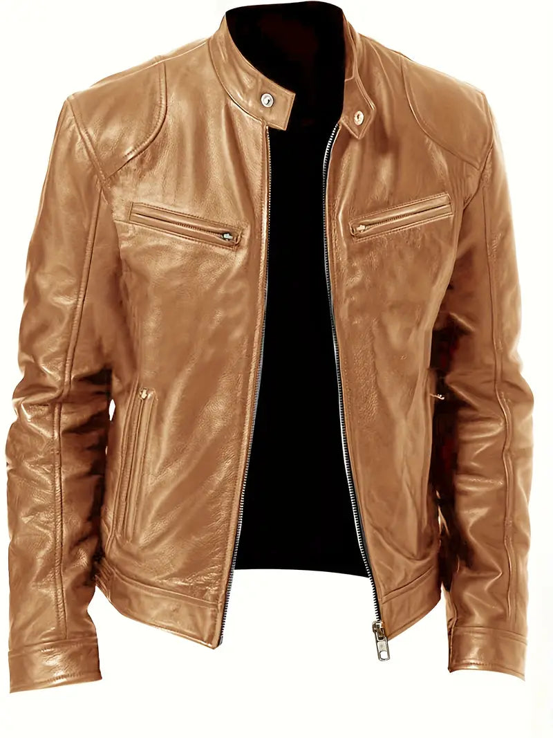 Clarence | Men's Slim-Fit Faux Leather Racer Jacket