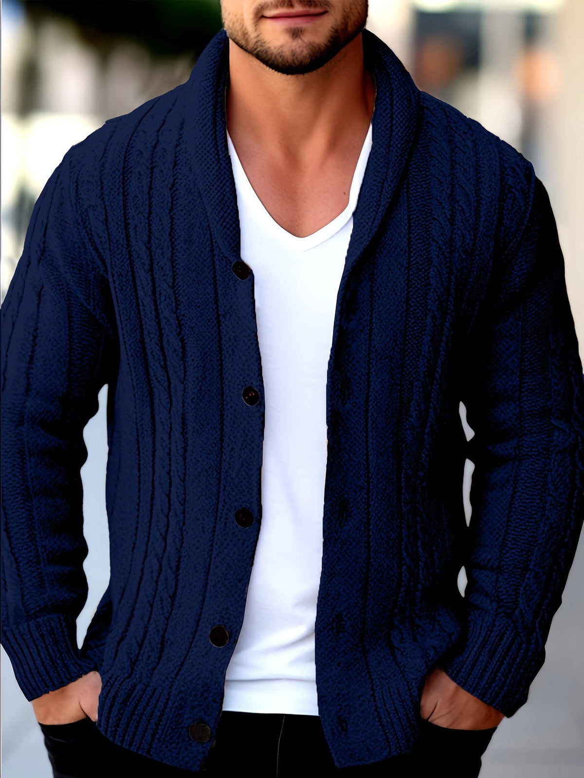 Euan | Men's Stylish Textured Knit Cardigan for Winter