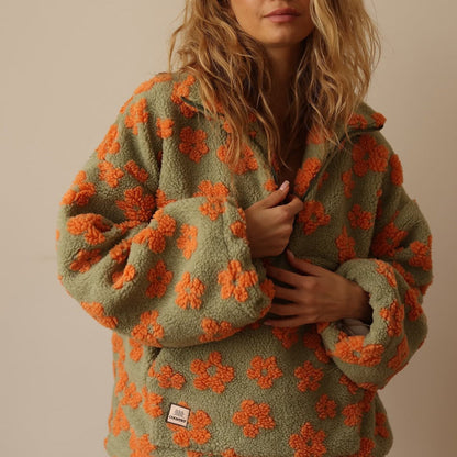 Zephyrine | Women's Luxurious Faux Fur Floral Print Jumper for Winter
