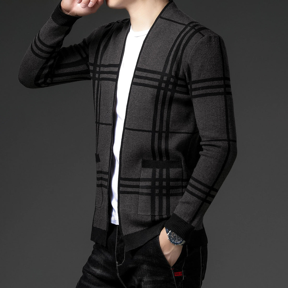 Ross | Men's Stylish Checkered Knit Cardigan for Winter