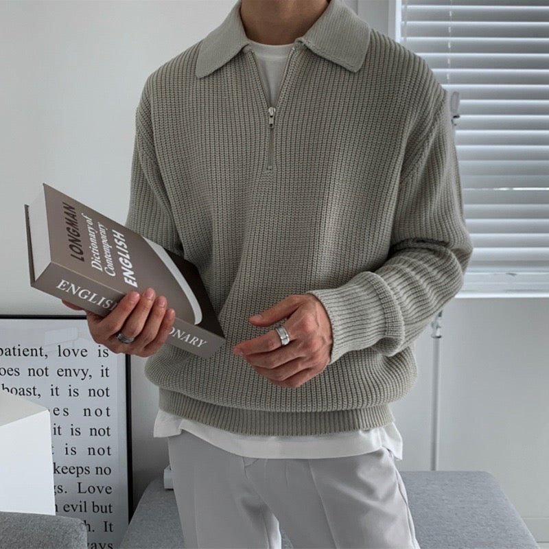 Albie | Men's Textured Zip-Up Jumper for Winter