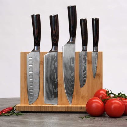 Bamboo Magnetic Knife Block | Space-Saving Knife Holder with Strong Magnets for Hygienic Kitchen Storage