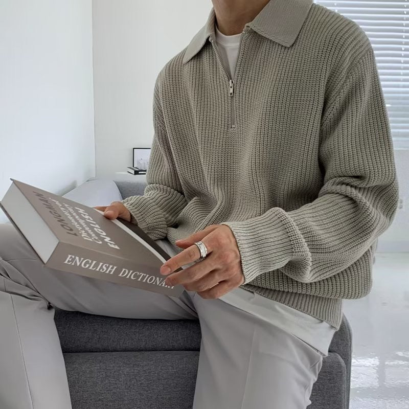 Albie | Men's Textured Zip-Up Jumper for Winter