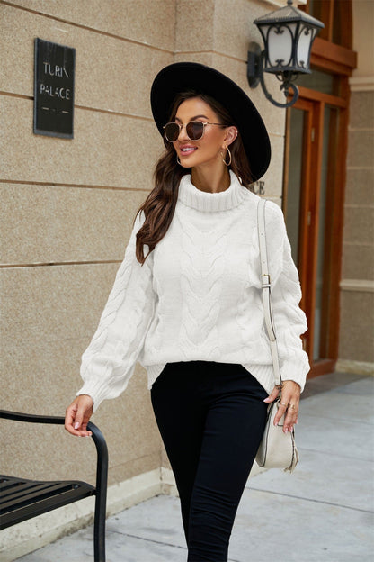 Casey | Women's Cosy Cable-Knit Turtleneck Jumper for Winter