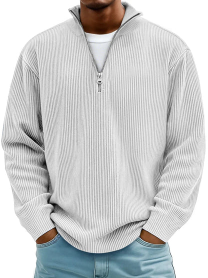 Callum | Men's Ribbed Zip-Neck Jumper for Winter