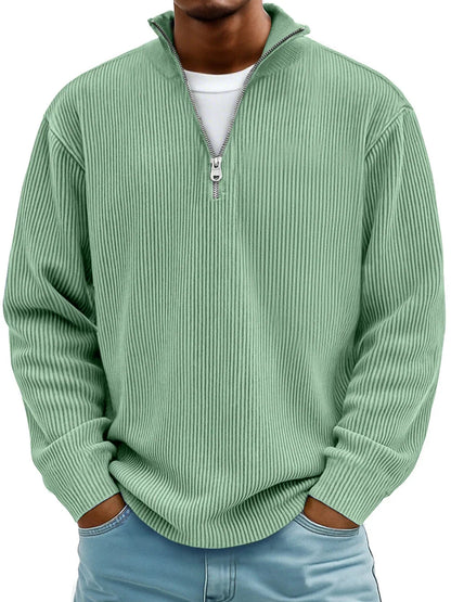 Callum | Men's Ribbed Zip-Neck Jumper for Winter