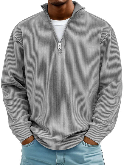 Callum | Men's Ribbed Zip-Neck Jumper for Winter