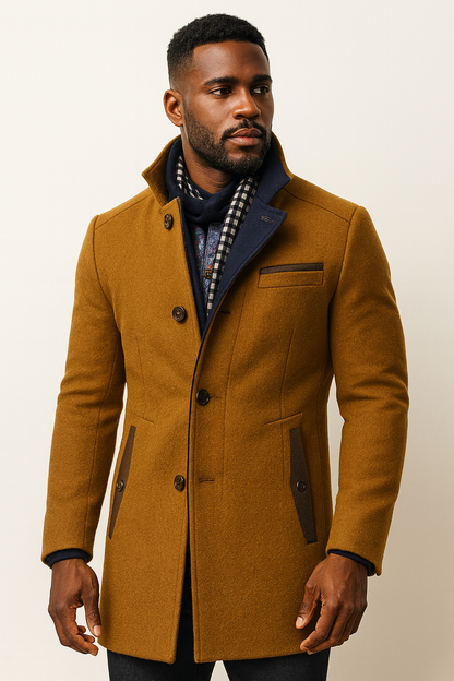 Tom | Men's Colourblock Wool Overcoat for Winter