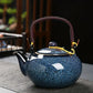Ceramic Japanese Tea Set with Unique Glaze Finish | 700ml Teapot & 6 Cups for Timeless Tea Experience