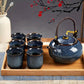 Ceramic Japanese Tea Set with Unique Glaze Finish | 700ml Teapot & 6 Cups for Timeless Tea Experience