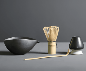 Ceramic & Bamboo Matcha Set with Whisk & Spoon | Elegant Tea Ritual for Mindful Preparation
