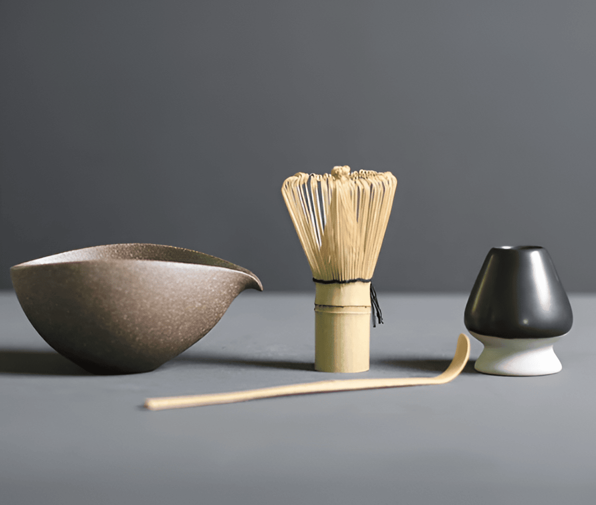 Ceramic & Bamboo Matcha Set with Whisk & Spoon | Elegant Tea Ritual for Mindful Preparation