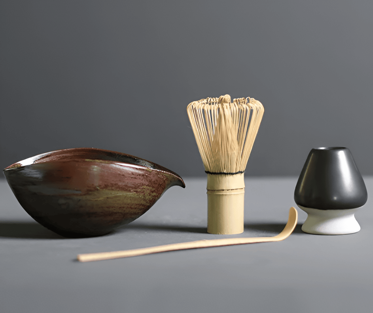 Ceramic & Bamboo Matcha Set with Whisk & Spoon | Elegant Tea Ritual for Mindful Preparation