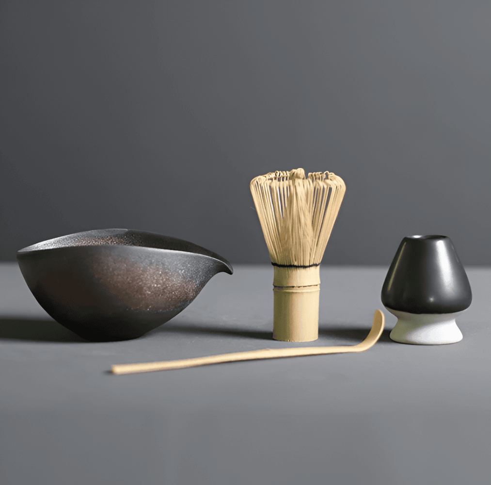 Ceramic & Bamboo Matcha Set with Whisk & Spoon | Elegant Tea Ritual for Mindful Preparation