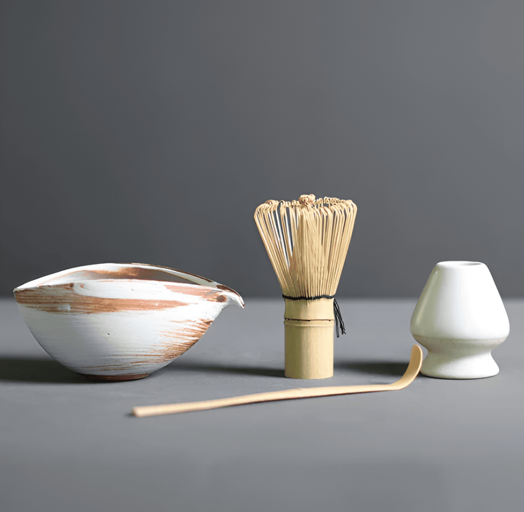 Ceramic & Bamboo Matcha Set with Whisk & Spoon | Elegant Tea Ritual for Mindful Preparation