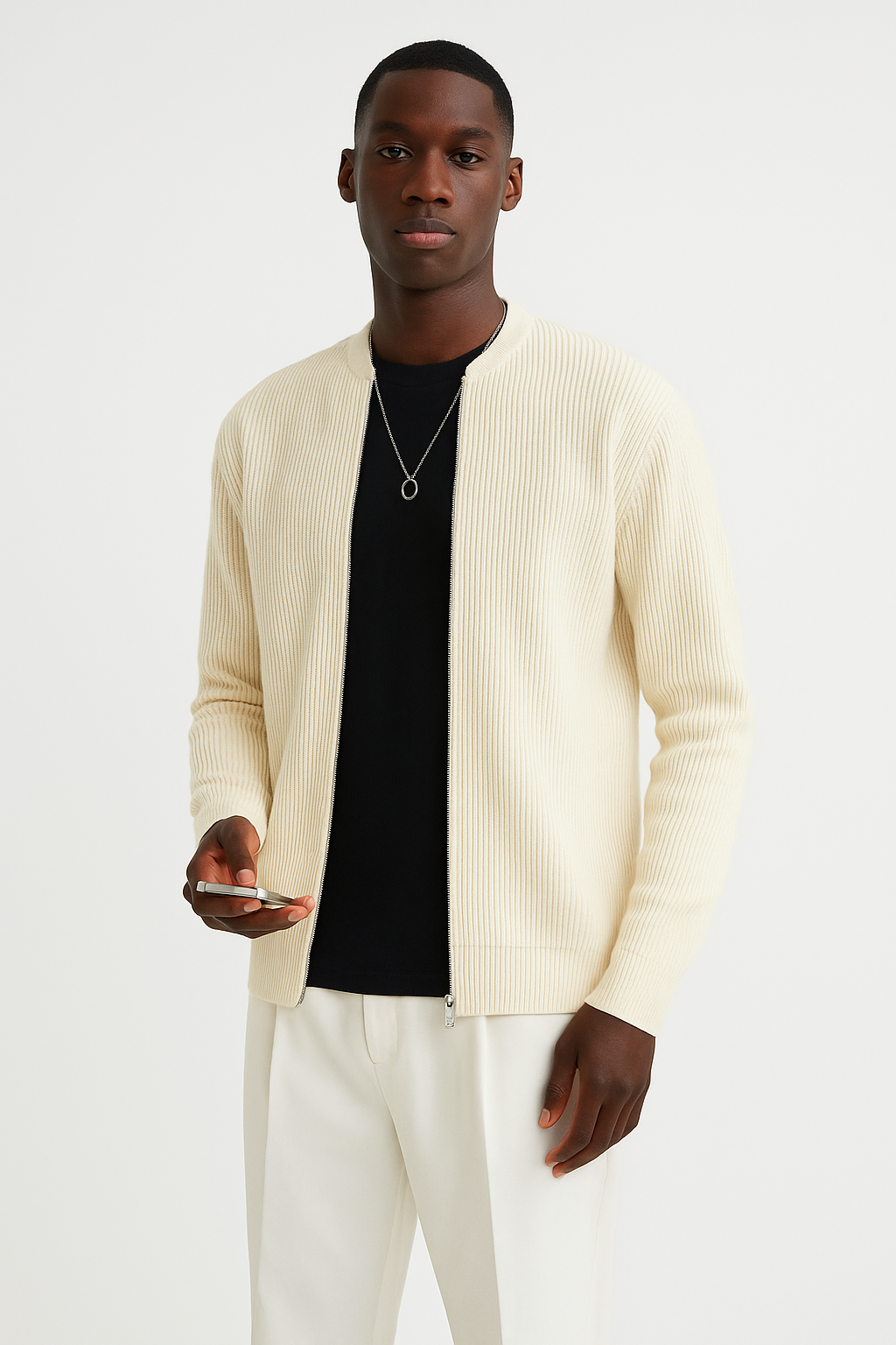 Morgan | Men's Ribbed Zip-Up Sweater