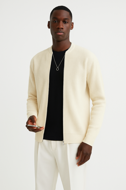 Morgan | Men's Ribbed Zip-Up Sweater
