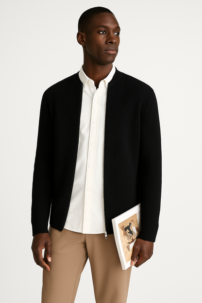 Morgan | Men's Ribbed Zip-Up Sweater