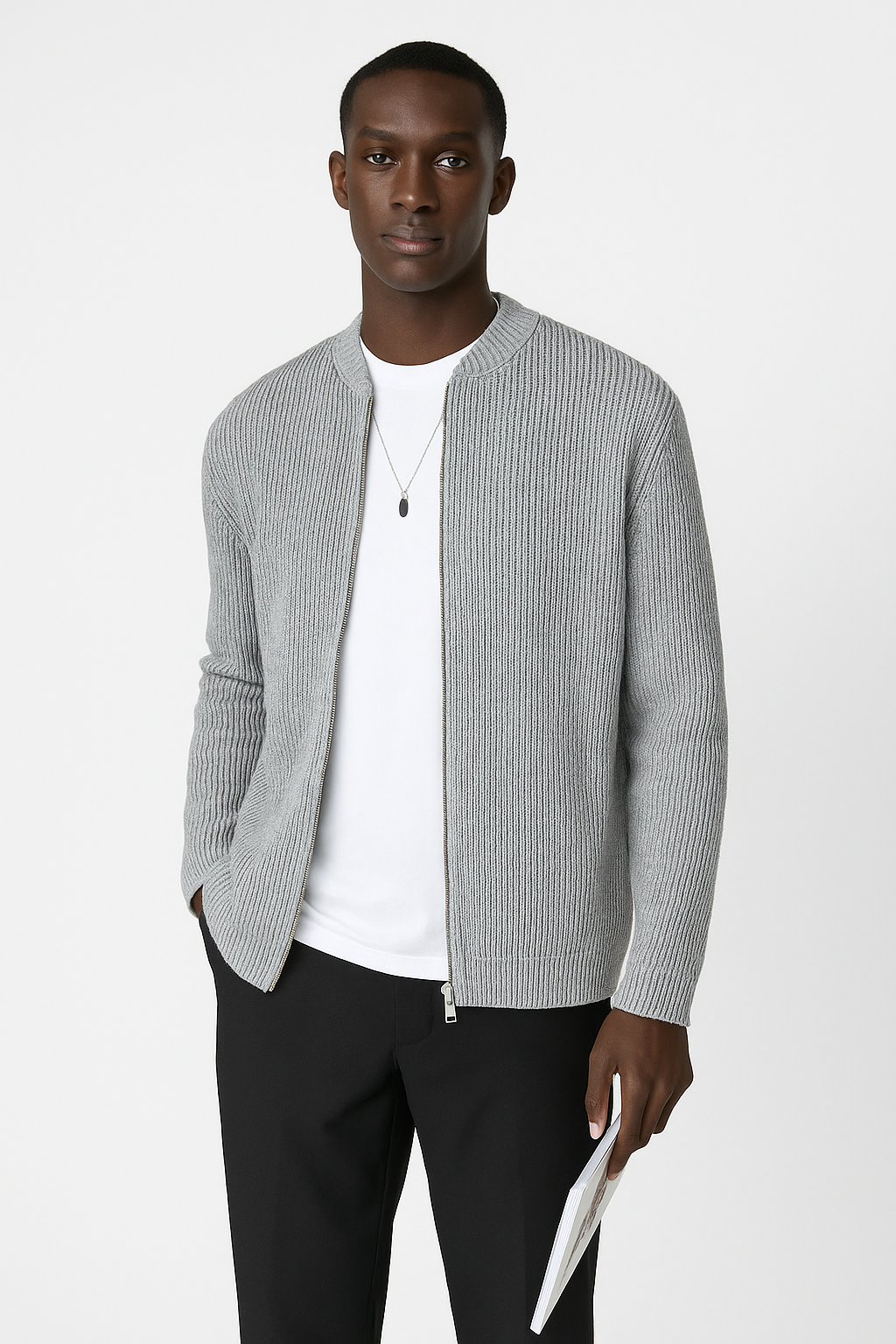 Morgan | Men's Ribbed Zip-Up Sweater