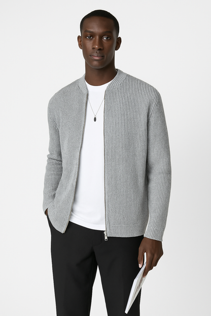 Morgan | Men's Ribbed Zip-Up Sweater