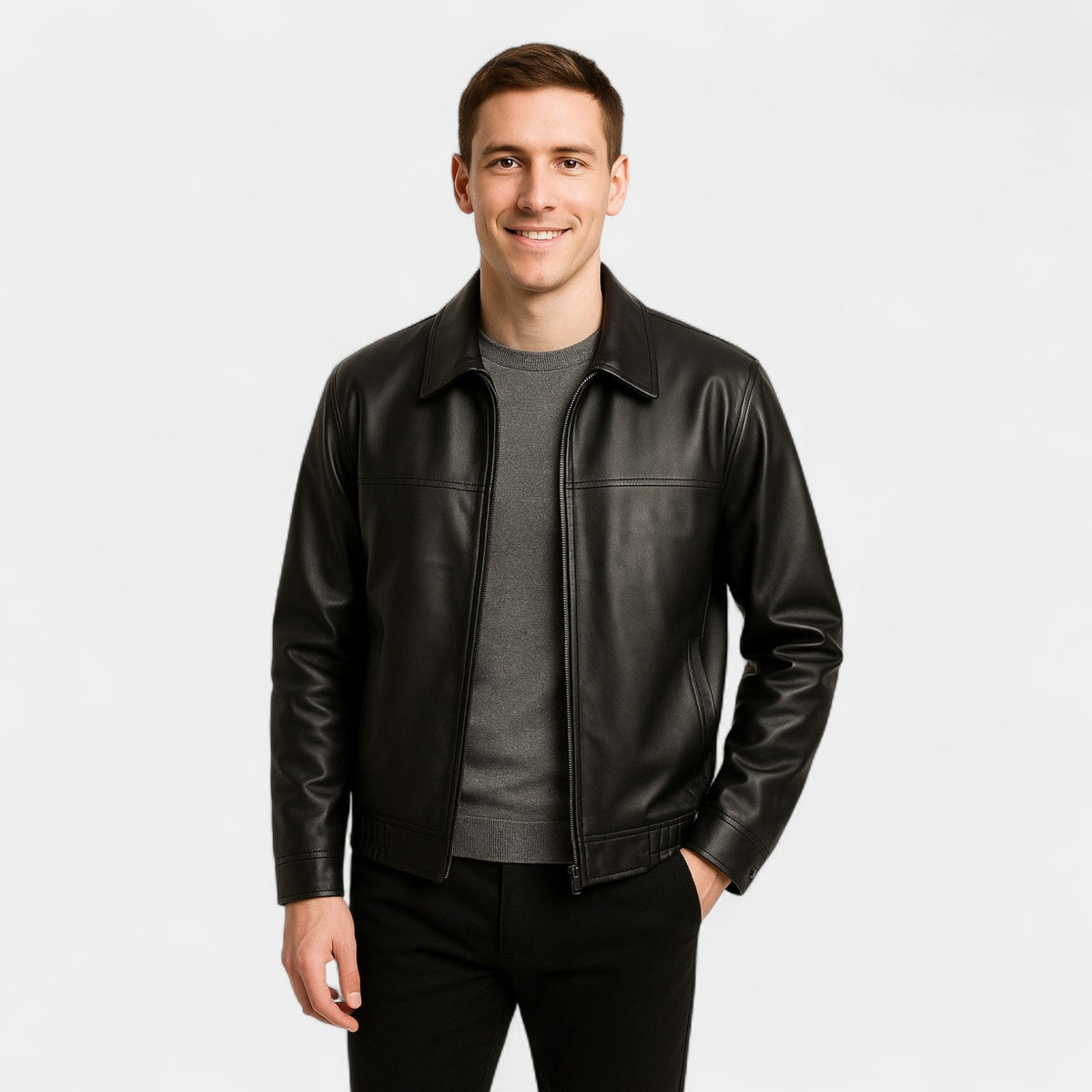 Reuben | Men's Premium PU Zip-Up Jacket