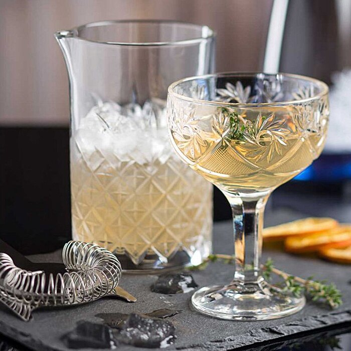Classic Mixology | 4 Piece Cocktail Mixing Glass Set with Durable Glass Pitcher | Essential Tools for Home Bartenders