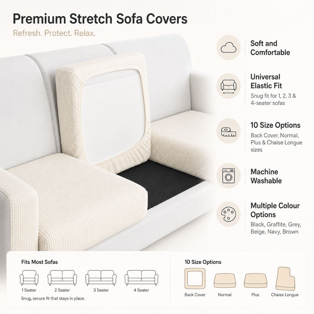 Comfort Cover | Stretch Sofa Cover for Pets with Universal Fit | Durable Protection Against Stains and Scratches