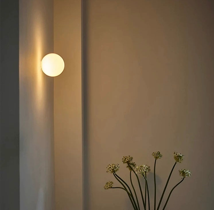 Contemporary Globe Wall Light | LED Sconce with Frosted Glass Diffuser | Ideal for Modern Interiors
