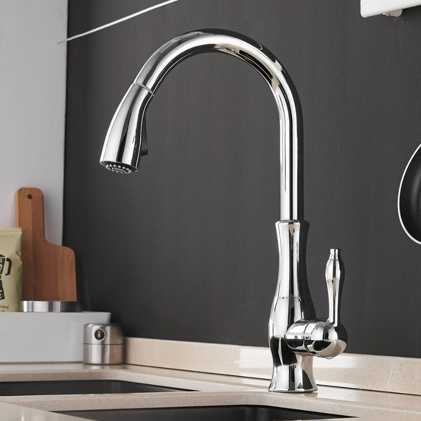 Contemporary Kitchen Mixer Tap with Pull-Out Spray & 360° Swivel Spout for Enhanced Functionality - photo 5