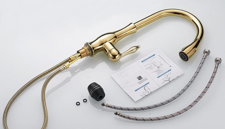 Contemporary Kitchen Mixer Tap with Pull-Out Spray & 360° Swivel Spout for Enhanced Functionality