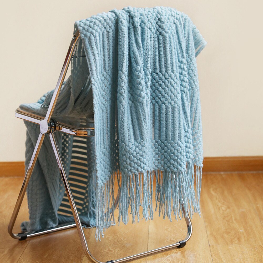 Cozy Comfort | Solid Knitted Sofa Blanket with Elegant Design | Versatile Throw for Year-Round Warmth