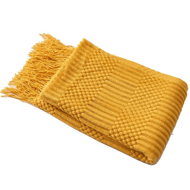 Cozy Comfort | Solid Knitted Sofa Blanket with Elegant Design | Versatile Throw for Year-Round Warmth