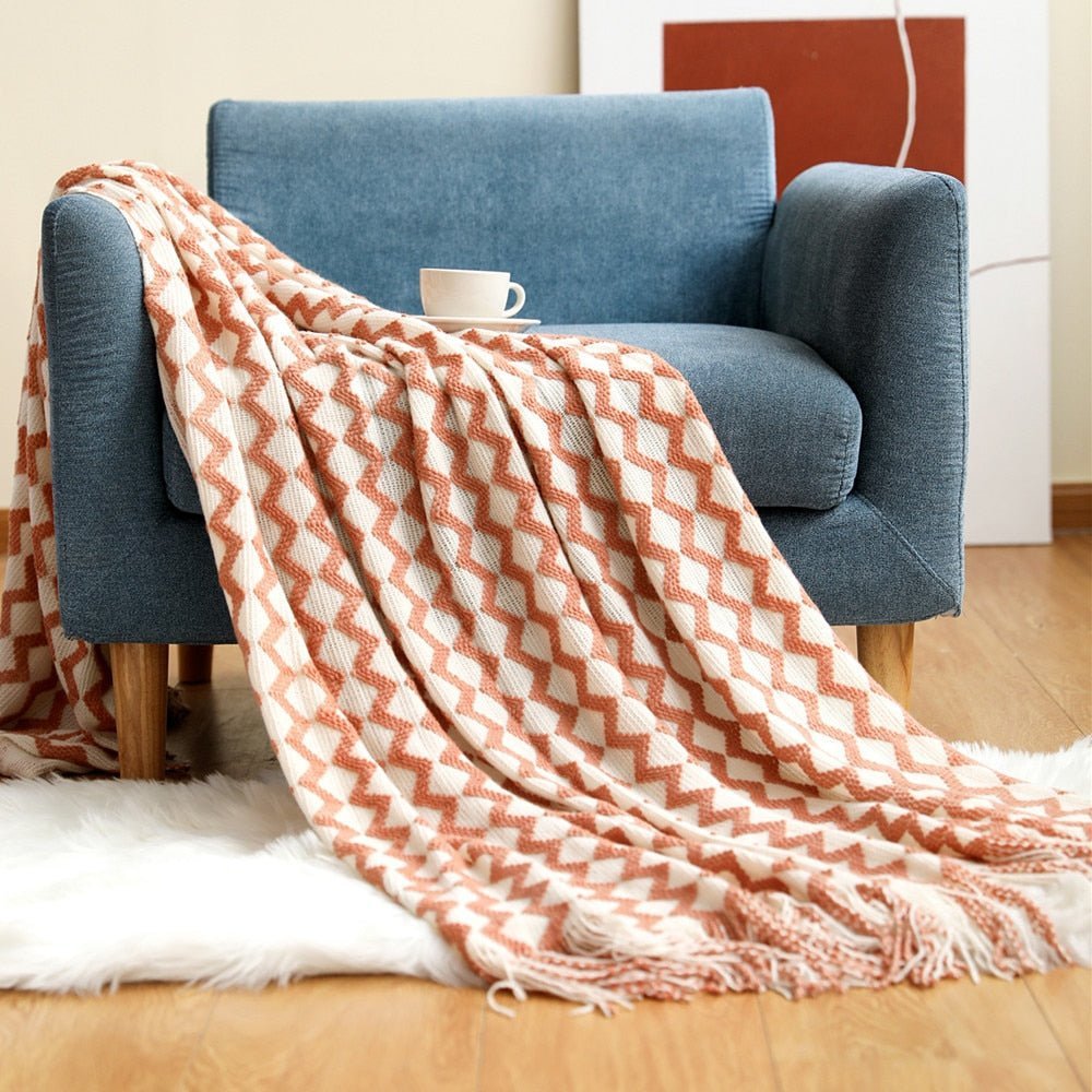 Cozy Comfort | Solid Knitted Sofa Blanket with Elegant Design | Versatile Throw for Year-Round Warmth