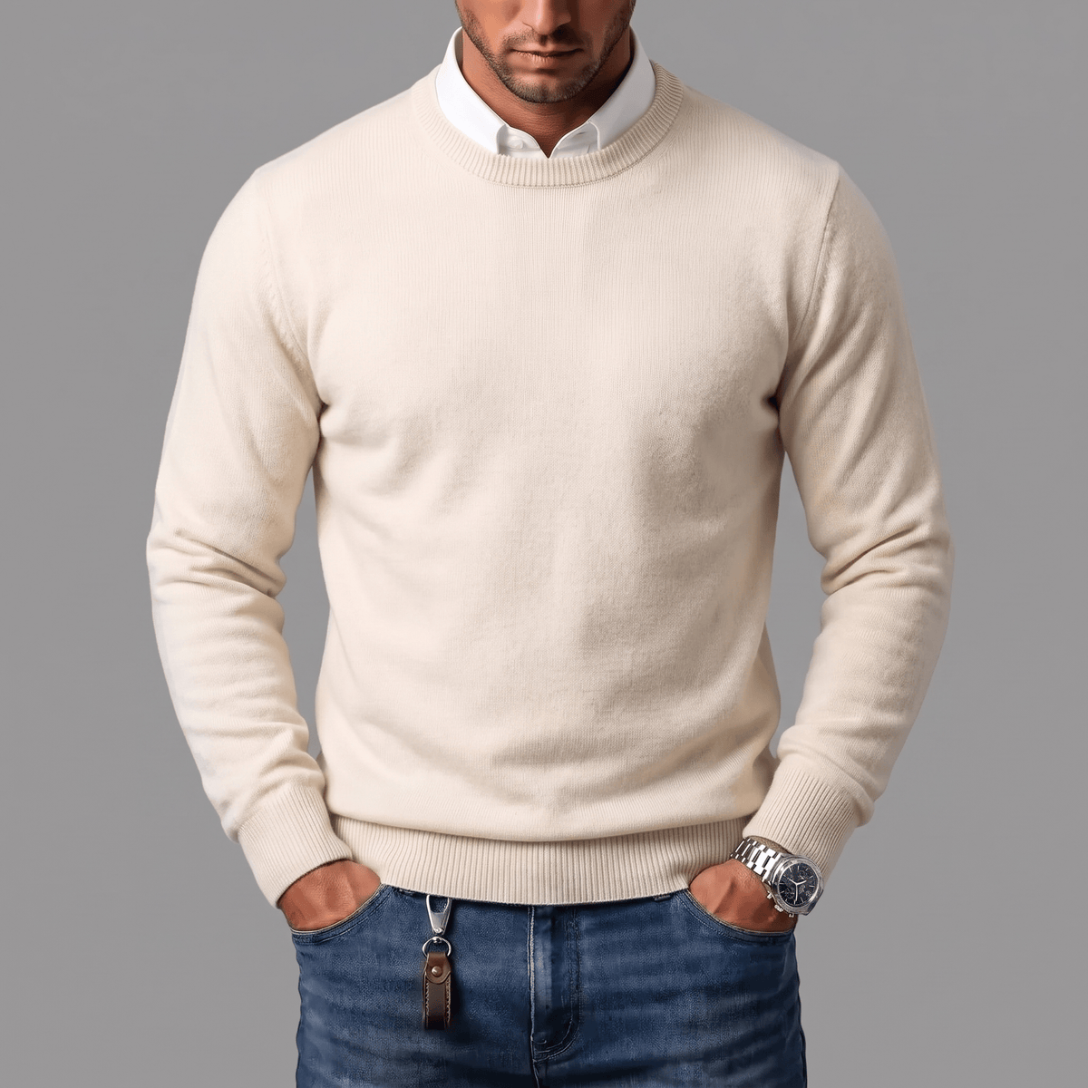 Rowan | Men's Soft Cotton-Wool Crewneck Jumper for Winter