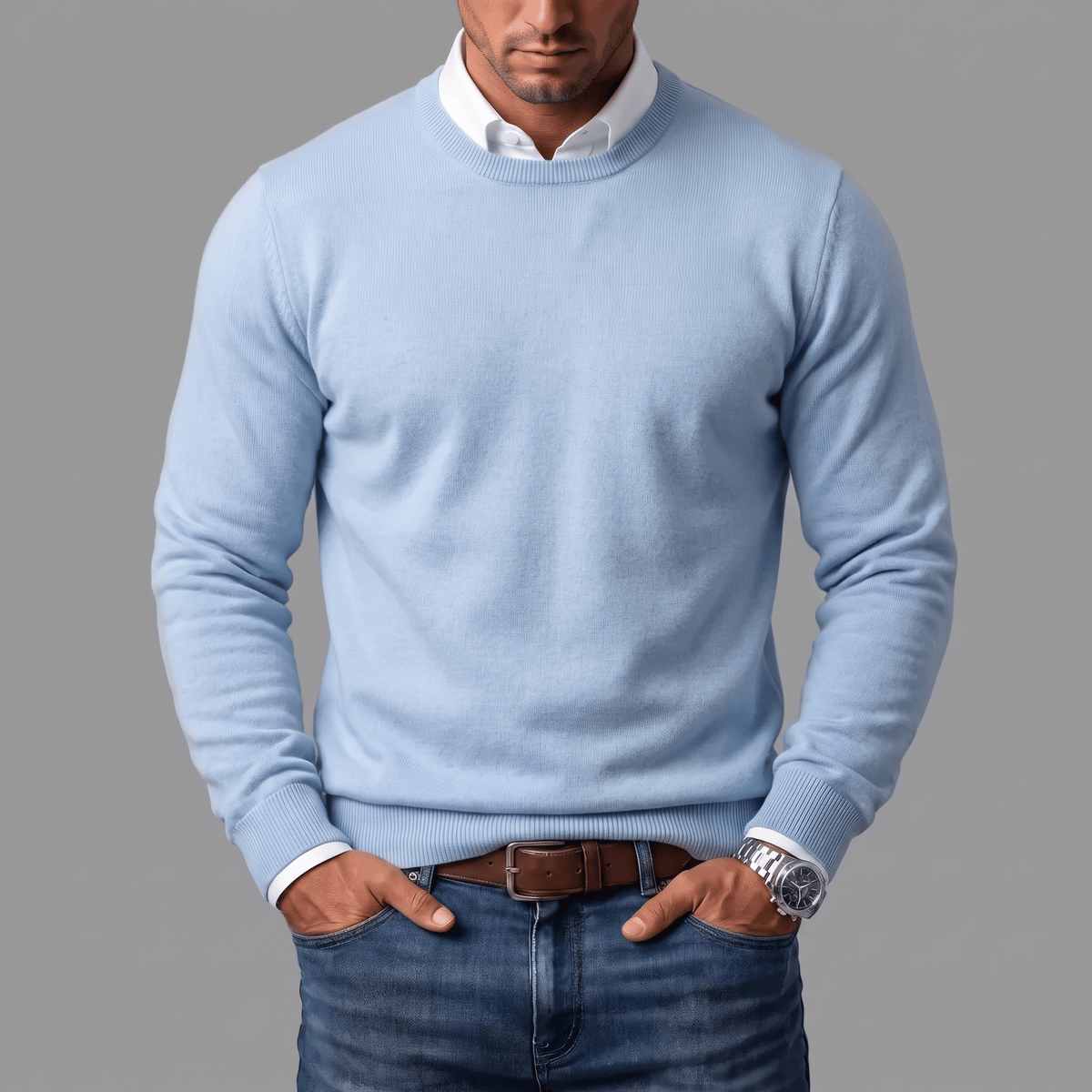 Rowan | Men's Soft Cotton-Wool Crewneck Jumper for Winter