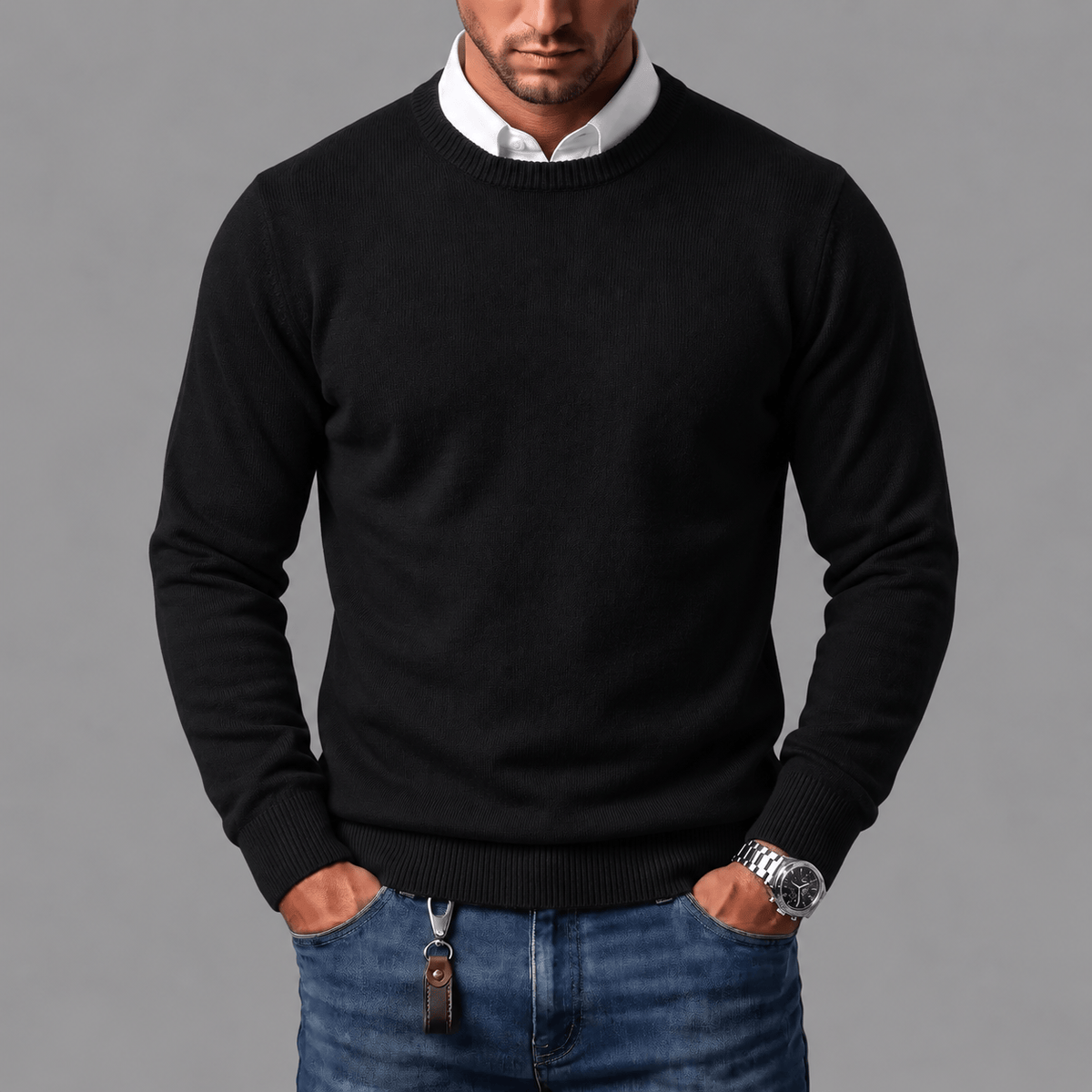 Rowan | Men's Soft Cotton-Wool Crewneck Jumper for Winter