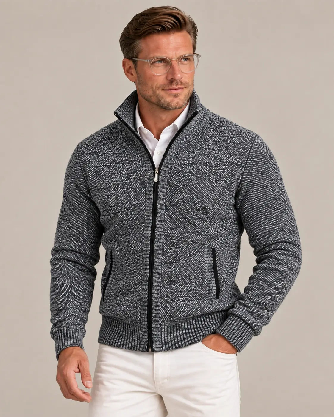 Joseph | Men's Stylish Knit Zip-Collar Jumper for Winter