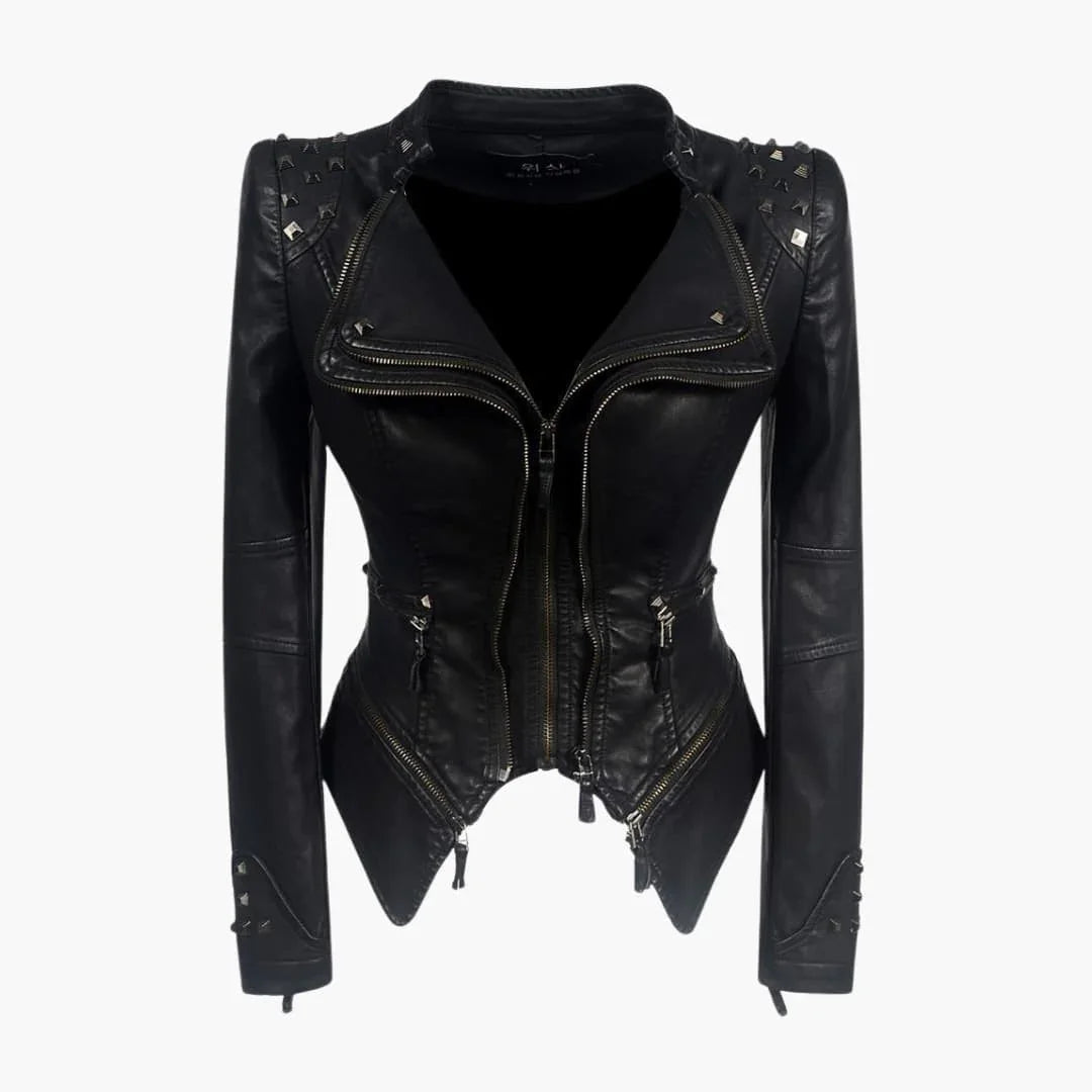 Jovie | Women's Faux Leather Jacket with Stylish Stud Detailing